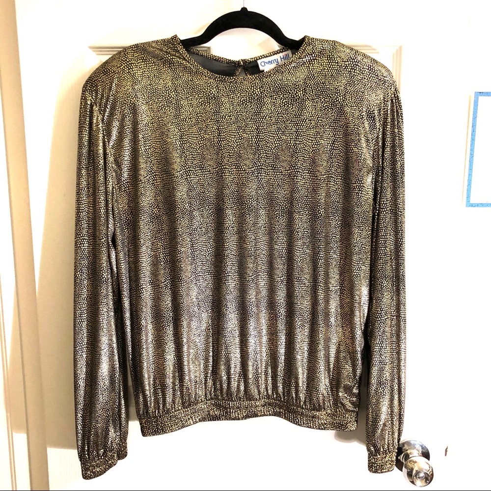 Vintage Cherry Hill Gold Metallic Blouse